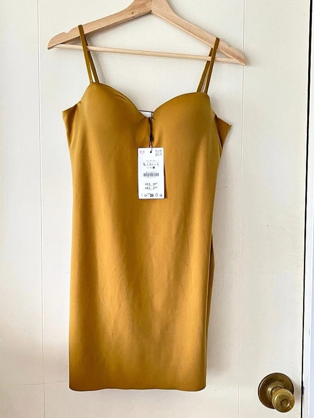 ZARA polyamide Slip Dress/ shapewear  in Mustard Yellow Size Large NWT